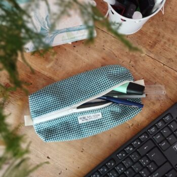 Trousse d’écolier vichy vert foncé