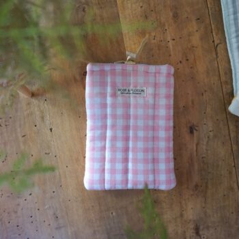 Pochette à livres vichy rose