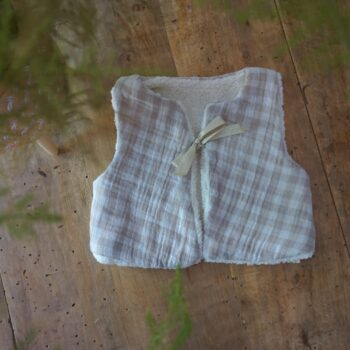 Gilet de berger bébé vichy marron glacé