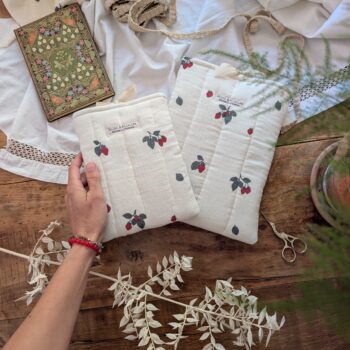 Pochette à livres fraise des bois